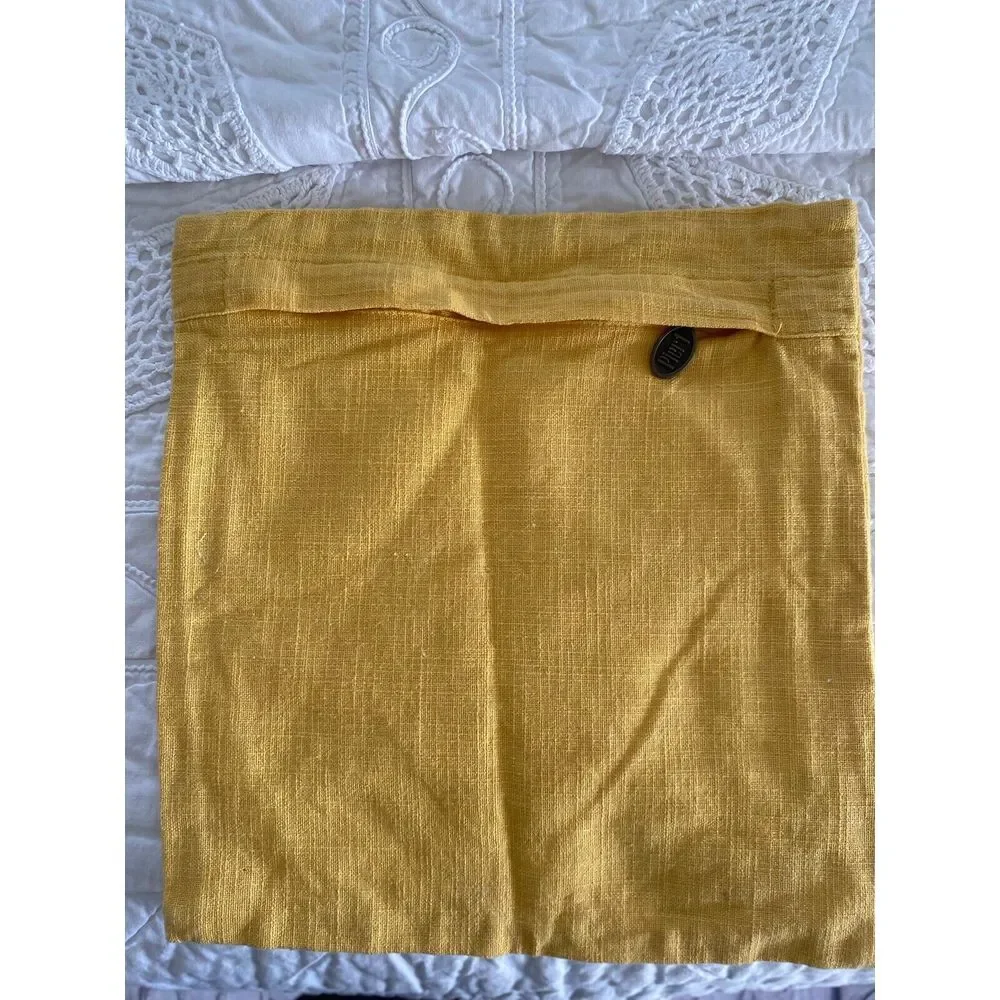 Vintage Pier 1 Beaded Pillow‎ Cover Yellow Excellent Condition Logo Pull 11x11
